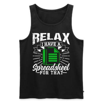 Relax, I have a spreadsheet for this - Men's Premium Organic Tank Top - black - Front - AI Model Male 178 light (178cm)