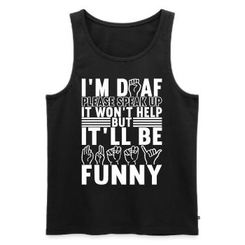Deaf Deaf Mute Deaf - Men's Premium Organic Tank Top - black - Front - AI Model Male 178 light (178cm)