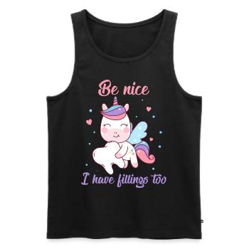 Be Nice I Have Fillings Too Zahnfee als Einhorn - Männer Premium Bio Tank Top - Schwarz - Vorne - AI Model Male 178 light (178cm)
