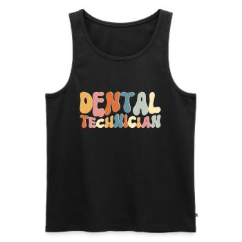 Zahntechniker in coolen Retro Farben - Männer Premium Bio Tank Top - Schwarz - Vorne - Michal (187cm)