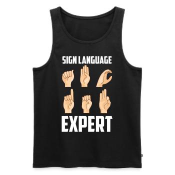 Gebärdensprache Experte Awareness Gebärden Gestik - Männer Premium Bio Tank Top - Schwarz - Vorne - Michal (187cm)