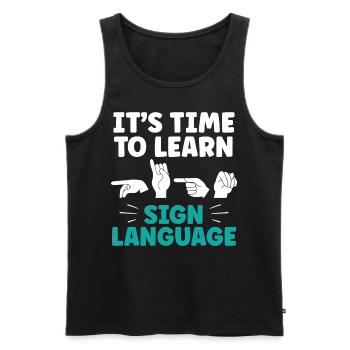 It's time to learn sign language Sign language - Men's Premium Organic Tank Top - black - Front - AI Model Male 178 light (178cm)