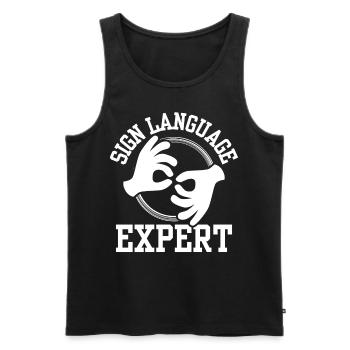 Gebärdensprache Experte Awareness Gebärden Gestik - Männer Premium Bio Tank Top - Schwarz - Vorne - Michal (187cm)