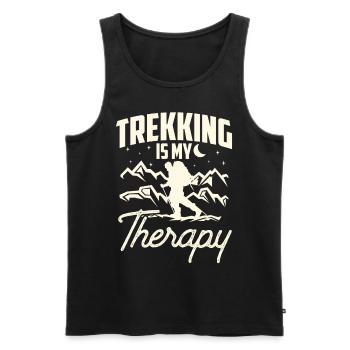 Le trekking est ma thérapie Randonnées randonneurs - Débardeur bio Premium Homme - noir - Devant - Michal (187cm)