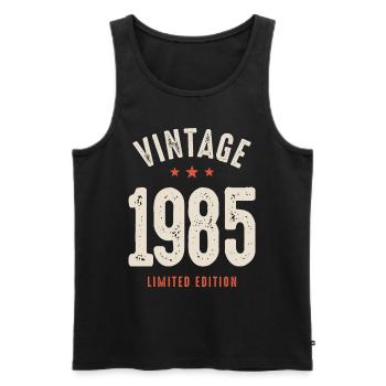 Vintage Born in 1985 - 37th Birthday Retro - Men's Premium Organic Tank Top - black - Front - Michal (187cm)
