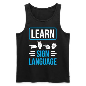 Gebärdensprache Lernen Gestik Gebärden Awareness - Männer Premium Bio Tank Top - Schwarz - Vorne - Michal (187cm)
