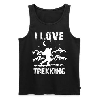 Ich Liebe Trekking Wandern Wanderer Wanderung - Männer Premium Bio Tank Top - Schwarz - Vorne - Michal (187cm)