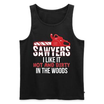Sawyers Like It Hot And Dirty In The Woods - Men's Premium Organic Tank Top - black - Front - Michal (187cm)