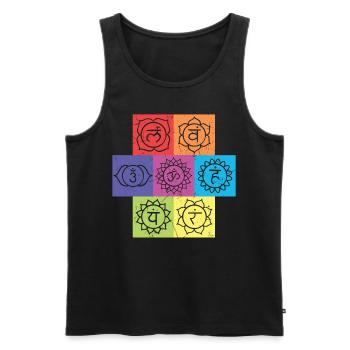 Vintage Chakra Signs Yoga Namaste - Men's Premium Organic Tank Top - black - Front - Michal (187cm)
