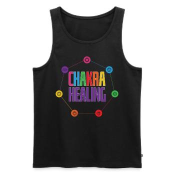 Chakra Healing Circle - Men's Premium Organic Tank Top - black - Front - Michal (187cm)