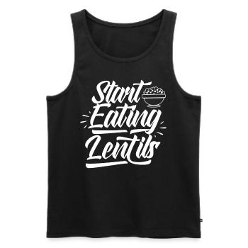 Fang an Linsen zu essen Linse Linsensuppe - Männer Premium Bio Tank Top - Schwarz - Vorne - Michal (187cm)