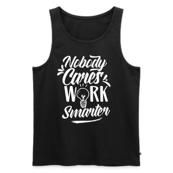 Niemand Interessiert Es Arbeite Klüger Motivation - Männer Premium Bio Tank Top - Schwarz - Vorne - Michal (187cm)