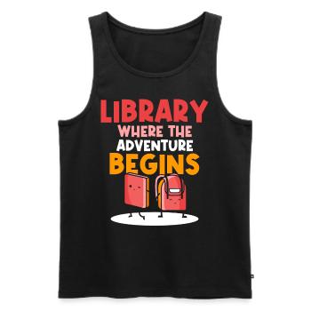 Bibliothek Wo Das Abenteuer Beginnt Bibliothekar - Männer Premium Bio Tank Top - Schwarz - Vorne - AI Model Male 178 light (178cm)