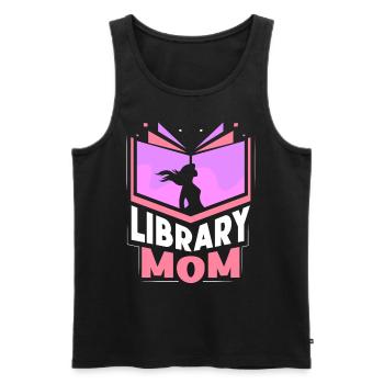 Bibliothèque Mama Bibliothécaire Livres amoureux - Débardeur bio Premium Homme - noir - Devant - AI Model Male 178 light (178cm)