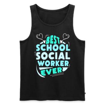 Meilleur travailleur social scolaire de tous les temps - Débardeur bio Premium Homme - noir - Devant - Michal (187cm)