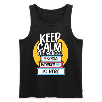 Keeping calm The school social worker is a profession - Men's Premium Organic Tank Top - black - Front - Michal (187cm)