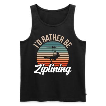 I'd Rather Be Ziplining Seilrutsche Zipline Sport - Männer Premium Bio Tank Top - Schwarz - Vorne - Michal (187cm)