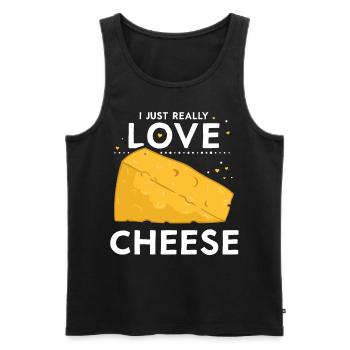 J’adore le fromage très doux les amateurs de dictons - Débardeur bio Premium Homme - noir - Devant - Michal (187cm)