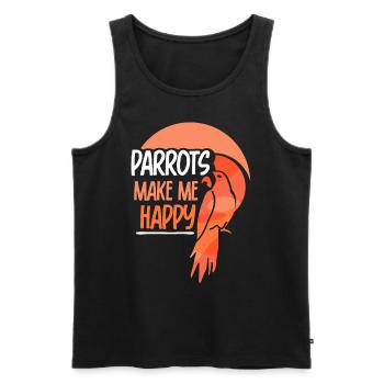 Parrots make me happy animal parrot cute - Men's Premium Organic Tank Top - black - Front - AI Model Male 178 light (178cm)