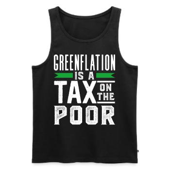 L’inflation verte est une taxe pour les pauvres Vert - Débardeur bio Premium Homme - noir - Devant - Michal (187cm)