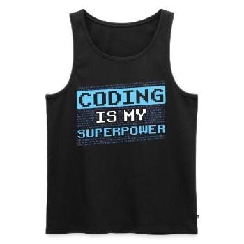 Le codage est mon programmeur codeur superpuissant - Débardeur bio Premium Homme - noir - Devant - Michal (187cm)