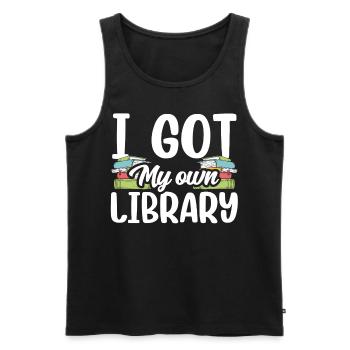 J’ai mon propre bibliothécaire - Débardeur bio Premium Homme - noir - Devant - AI Model Male 178 light (178cm)