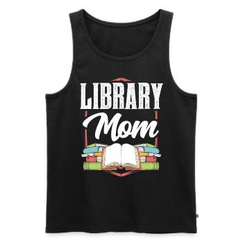 Bibliothèque Maman Bibliothécaire Bibliothécaire Amoureux des livres - Débardeur bio Premium Homme - noir - Devant - AI Model Male 178 light (178cm)