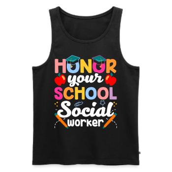 Honorez votre école Travailleur social en travail social scolaire - Débardeur bio Premium Homme - noir - Devant - Michal (187cm)