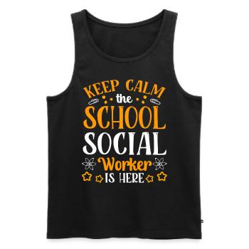 Keeping calm The school social worker is a profession - Men's Premium Organic Tank Top - black - Front - Michal (187cm)