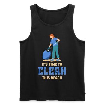 It's time to clean this beach Beaches - Men's Premium Organic Tank Top - black - Front - AI Model Male 178 light (178cm)