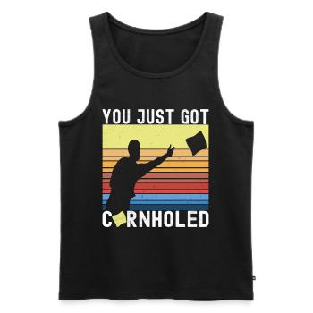 Cornhole Player Cornhole Board - Men's Premium Organic Tank Top - black - Front - AI Model Male 178 light (178cm)