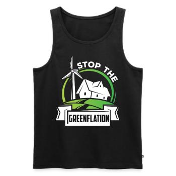 Stop Greenflation Inflation Énergie verte - Débardeur bio Premium Homme - noir - Devant - Michal (187cm)