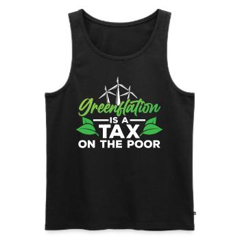 L’inflation verte est une taxe pour les pauvres Vert - Débardeur bio Premium Homme - noir - Devant - Michal (187cm)