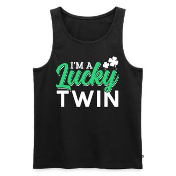 I am a happy twin Ireland Irish - Men's Premium Organic Tank Top - black - Front - Michal (187cm)