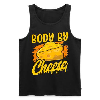 Corps de fromage dictons chers amoureux doux - Débardeur bio Premium Homme - noir - Devant - Michal (187cm)