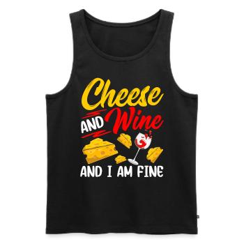 Fromage et vin et je suis un amoureux de l’amour - Débardeur bio Premium Homme - noir - Devant - Michal (187cm)