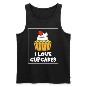 J’aime les cupcakes les amateurs de nourriture sucrée Cupcake - Débardeur bio Premium Homme - noir - Devant - Michal (187cm)