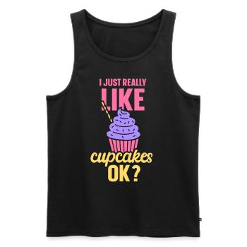 J’aime vraiment les cupcakes cupcakes sucrés - Débardeur bio Premium Homme - noir - Devant - Michal (187cm)