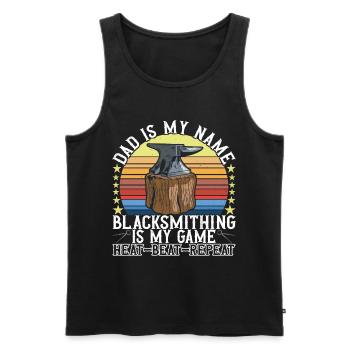 Blacksmith Forging Anvil - Men's Premium Organic Tank Top - black - Front - Michal (187cm)