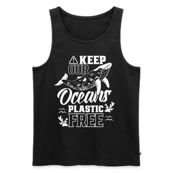 Keep our oceans plastic-free sea - Men's Premium Organic Tank Top - black - Front - AI Model Male 178 light (178cm)