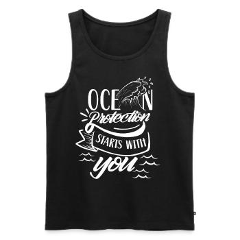 The protection of the oceans begins with you sea lake - Men's Premium Organic Tank Top - black - Front - Michal (187cm)
