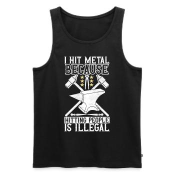 Blacksmith Forging Anvil - Men's Premium Organic Tank Top - black - Front - Michal (187cm)
