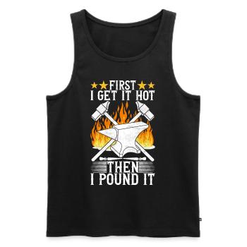 Blacksmith Forging Anvil - Men's Premium Organic Tank Top - black - Front - Michal (187cm)