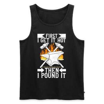Blacksmith Forging Anvil - Men's Premium Organic Tank Top - black - Front - Michal (187cm)