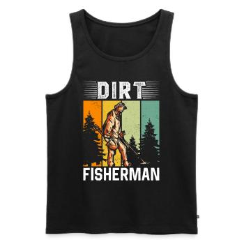 Dirt Fischer Metal Détection de la saleté Pêche - Débardeur bio Premium Homme - noir - Devant - Michal (187cm)
