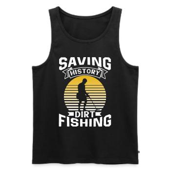 Saving History Dirt Fishing Metal Detecting - Men's Premium Organic Tank Top - black - Front - AI Model Male 178 light (178cm)