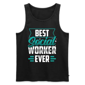 Meilleur travailleur social de tous les temps en travail social - Débardeur bio Premium Homme - noir - Devant - Michal (187cm)