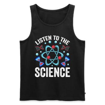 Écoutez Science Scientists Science - Débardeur bio Premium Homme - noir - Devant - Michal (187cm)