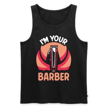 Je suis votre Barbier Barbier Barbershop Barber - Débardeur bio Premium Homme - noir - Devant - AI Model Male 178 light (178cm)