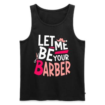 Laisse-moi être ton barbier Barbier - Débardeur bio Premium Homme - noir - Devant - AI Model Male 178 light (178cm)